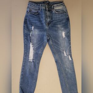 Wax Stylish Blue Distressed Women's Jeans